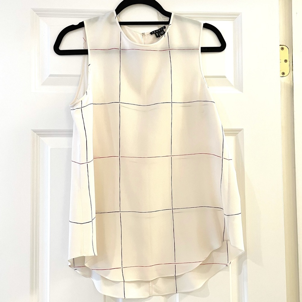 Theory White Silk Top